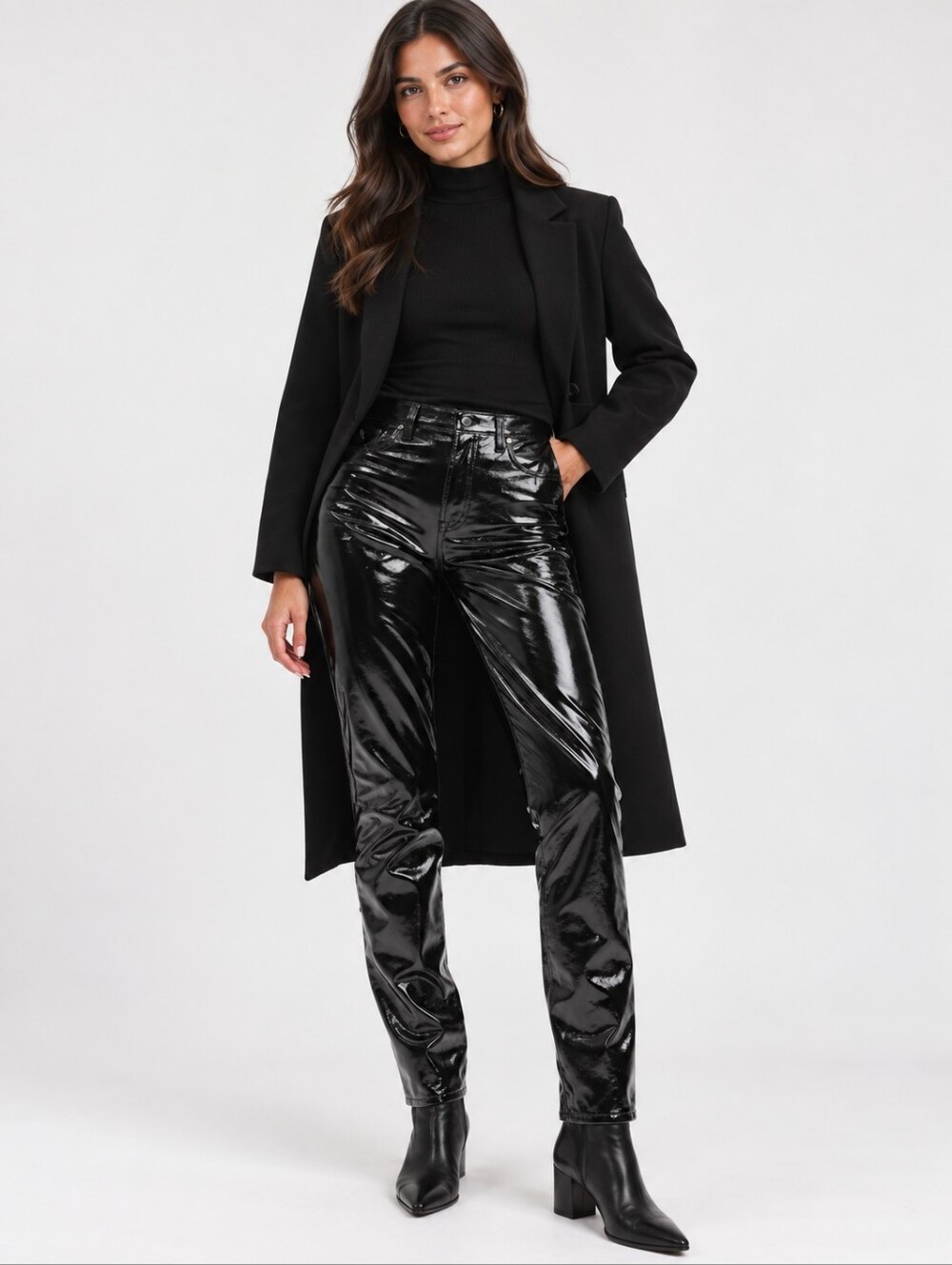 ❤️ NWOT! GAP HIGH RISE VEGAN PATENT LEATHER VINTAGE SLIM PANTS / JEANS, 6S (28 S